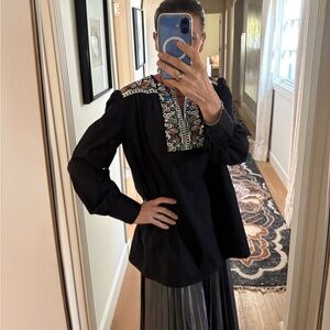 French Vintage Paul & Joe Sister Rendez-Vous 'Folichon' Embroidered Tunic Top